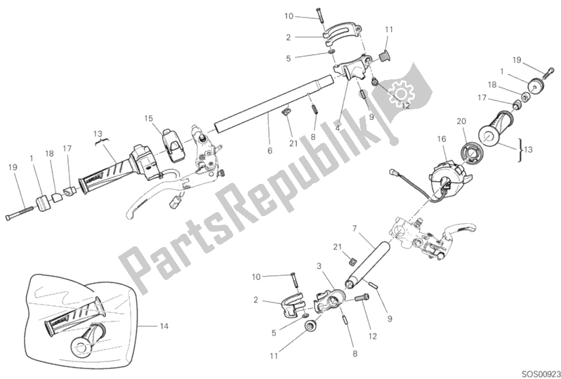 Tutte le parti per il Semimanubri del Ducati Superbike Panigale V4 Speciale 1100 2019
